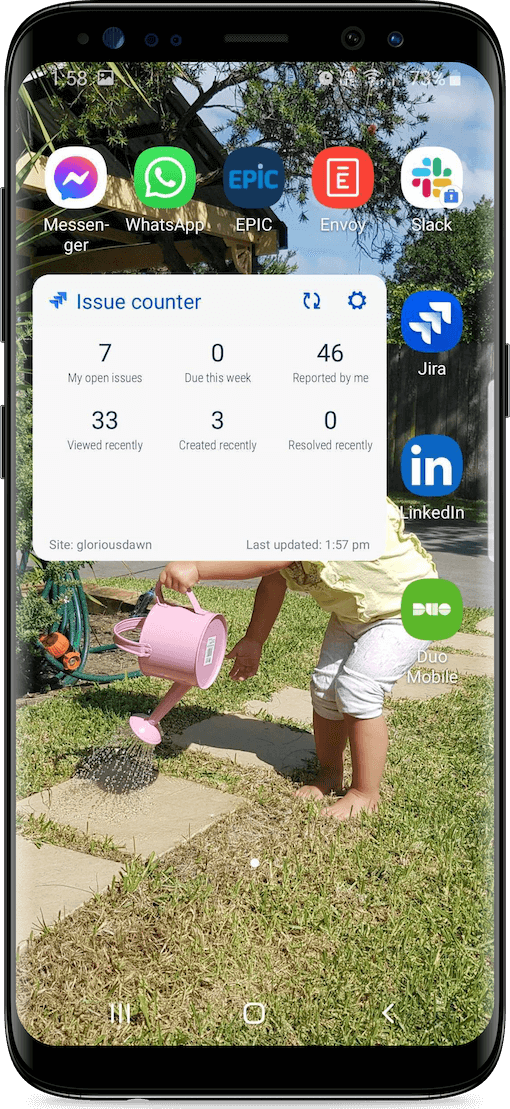 Work item counter widget (example shown on Android)