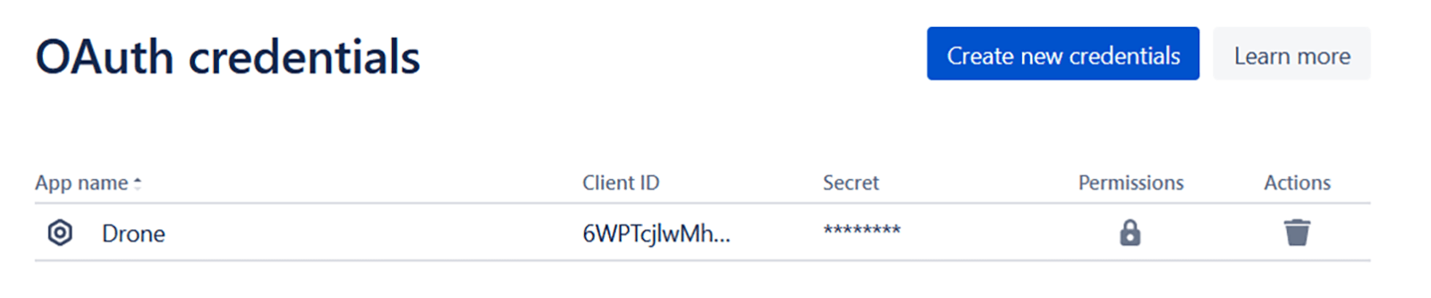 新的 OAuth 凭据条目